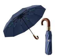 erised's bifrost Portátil Paraguas Plegable de Viaje Lujo Mango en J de Madera Real de Apertura/Cierre Automático Capa de Revestimiento/Protección UV Anti UPF 50 99,9% Paraguas de Golf Hombres