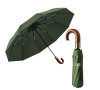 erised's bifrost Portátil Paraguas Plegable de Viaje Lujo Mango en J de Madera Real de Apertura/Protección UV Anti UPF 50 99,9% Paraguas de Golf Hombres/Cierre Automático Capa de Revestimiento