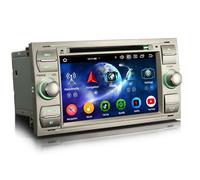 Erisin 8-Core 4GB+64GB Android 14 GPS Navegación DVD Estéreo de Automóvil para Ford C-Max S-Max Focus Galaxy Kuga Connect Fiesta Transit 7" IPS Soporte CarPlay Android Auto DSP Bluetooth 5.0 WiFi Dab+