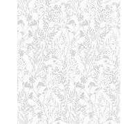Erismann 10251-01 - Papel pintado para pared, diseño floral, color blanco y plateado
