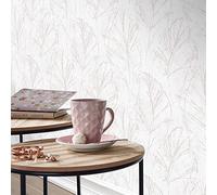 Erismann 10321-05 - Papel pintado, diseño abstracto de hojas, color blanco y rosa