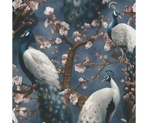 Erismann Abode 10414-08 - Papel pintado de pavo real azul marino