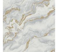 Erismann papel pintado no tejido Elle Marmor Optik Estructura Gris Oro Metálico 10447-31