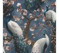 Erismann Papel Tapiz Azul Vinilo Texturizado Con Pavo Real 10414-08