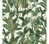 Erismann Paradisio Tropical Hojas Follaje Selva Pintado - Blanco Azul Marino