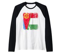 Eritrea Italia Media Bandera Orgullo Eritreo Italiano Orgullo Camiseta Manga Raglan