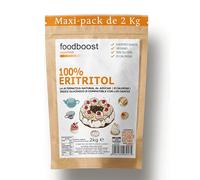 Eritritol 2kg foodboost - sustituto del azúcar - 0kcal - 100% puro - mismo poder edulcorante que el azúcar común, apto para diabéticos y dietas hipocalóricas - contra la caries - envase a granel