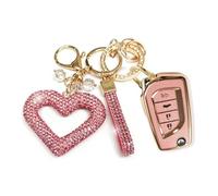 Erivis Bling - Funda para llavero con corazón y diamante para Toyota RAV4 LE, Camry, Corolla, Highlander 4Runner Avalon, accesorios, funda protectora inteligente de TPU suave y brillante para mujer, 4