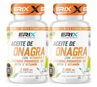 ERIX Nutrición Aceite de Onagra 1000 mg con Vitamina E Pack 2 x 90 Perlas | Aceite de onagra y vitamina E