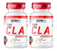 ERIX Nutrición CLA 3000mg - Pack de 2 (180 Perlas de Gelatina Blanda) - Ácido Linoleico Conjugado 80% de Aceite de Cártamo - Control de Peso y Definición Muscular - Suministro para 2 Meses