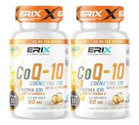 ERIX Nutrición Coenzima Q10 60mg con Vitamina E | Pack de 2 (120 Perlas) | Con Aceite de Oliva Virgen Extra para Máxima Absorción | Salud Cardiovascular y Antioxidante | Suministro para 2 Meses