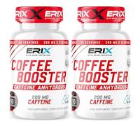 ERIX Nutrición Coffe Booster [Pack de 2] - 200mg de Cafeína Anhidra Pura - Energía Explosiva Pre-Entreno y Máximo Enfoque Mental - Termogénico Acelerador del Metabolismo - 180 Cápsulas