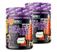 ERIX Nutrición Pack 2x 300g Creatina Creapure en Polvo, Suplemento Deportivo Micronizado para Aumento de Fuerza, Rendimiento y Masa Muscular (Naranja)