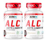ERIX Nutrición Pack de 2 Acetil L-Carnitina (ALC) 180 Cápsulas | Quemagrasas Deportivo para Definición y Energía, 2000mg por Dosis, Apoyo al Rendimiento y Concentración