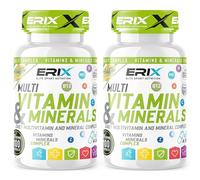 ERIX Nutricion Pack de 2 Multivitaminas y Minerales - Complejo Multivitamínico con Vitaminas A, B, C, D3, E, Zinc y Hierro - Suministro para 200 Días - Refuerzo Sistema Inmunitario y Energía