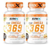 ERIX Nutrición Pack de 2 Omega 3-6-9 con Vitamina E, 180 Perlas | Aceite de Pescado, Lino y Borraja, Con EPA, DHA, ALA y GLA, Suministro para 3 Meses, Enriquecido con Vitamina E, Nutrifight