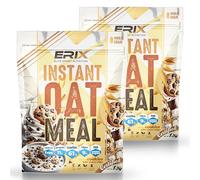 ERIX Nutrición Pack de 2x1Kg Harina de Avena Integral Instantánea Premium, Alta en Fibra y Proteína, Sin Azúcares Añadidos, para Batidos, Tortitas y Repostería Fitness (Choco Chips)