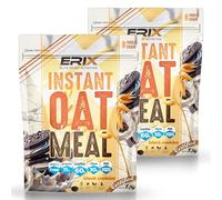 ERIX Nutrición Pack de 2x1Kg Harina de Avena Integral Instantánea Premium, Alta en Fibra y Proteína, Sin Azúcares Añadidos, para Batidos, Tortitas y Repostería Fitness (Galleta Negra de Chocolate)