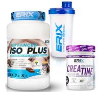ERIX Nutrición Pack ISO Advanced Plus 1kg+ Creatina Monohidrato 300g+ Shaker, Proteína Aislada Isolate para Recuperación y Crecimiento Muscular, Musculación (Chocolate)
