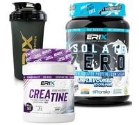 ERIX Nutrición Pack ISO Zero 900g + Creatina Monohidrato 500g Neutra + Shaker Negro, Proteína Aislada de Suero CFM, Alta Pureza, Bajo en Grasa para Rendimiento Muscular (Neutro)