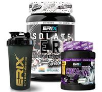 ERIX Nutrición Pack ISO Zero Promiko 900g + Creatina Creapure 500g + Shaker, Proteína Aislada de Suero Alta Pureza con Enzimas Digestivas DigeZyme, Recuperación, Volumen Muscular (Straciatella)
