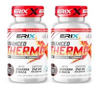ERIX Nutrición Thermo-X [Pack de 2] - Potente Quemagrasas Termogénico y Pre-Entreno - Energía Extrema con Cafeína, Guaraná, Maca y Té Verde - Acelera el Metabolismo - 180 Cápsulas
