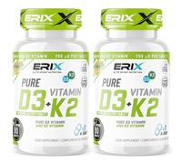 ERIX Nutrición Vitamina D3 2000 UI + K2 200mcg (MK-7) - Pack de 2 (180 Comprimidos) - Sinergia para Huesos e Inmunidad - Alta Potencia y Absorción - Suministro para 6 Meses