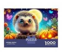 Erizo a la luz de la Luna Jigsaw Erizo Junto a Calabazas Puzzle Mil Piezas para Jóvenes Adultos - Papel Resistente Desarrollo Cognitivo Ocio Difícil 38x26cm/1000pcs