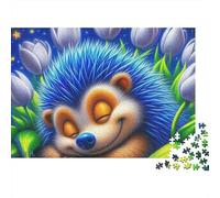 Erizo Azul Puzzle de 1000 Piezas Papel para Adultos Jardín Nocturno de Tulipanes Juego de Puzzle 1000 Piezas Relajante Decorativo Hogar 70x50cm/1000pcs