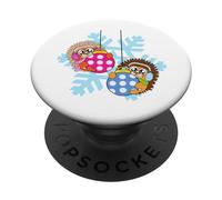 Erizo Bolas De Navidad Divertido Lindo Copo De Nieve Xmas PopSockets PopGrip Adhesivo