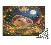 Erizo Bonito Bosque Encantado Noche Puzzle de 1000 Piezas Papel Puzzle para Adultos Relajación Enfoque Regalo Decorativo Familiar 52x38cm/1000pcs