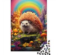 Erizo Bosque Arcoíris Puzzle de 1000 Piezas Papel Juego de Puzzle 1000 Piezas Mundo de Hongos Fantásticos Relajación Decoración Regalo 38x26cm/1000pcs