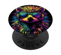 Erizo con Auriculares Gafas de Sol Arco Iris Lindo Erizo PopSockets PopGrip Adhesivo
