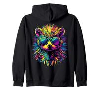 Erizo con Auriculares Gafas de Sol Arco Iris Lindo Erizo Sudadera con Capucha