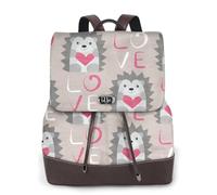 Erizo con corazón de amor,Mochila para mujer, impermeable, ligera, de piel sintética, moderna, para viajes.