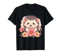 Erizo con flores para jóvenes hombres mujeres Camiseta