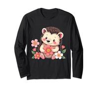 Erizo con flores para jóvenes hombres mujeres Manga Larga