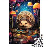 Erizo del Bosque Puzzle de 1000 Piezas Papel para Adultos Escena de Hongos Fantásticos Juego de Puzzle 1000 Piezas Relajante Familiar Decorativo 38x26cm/1000pcs