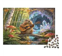 Erizo del Bosque Tocando Guitarra Puzzle de 1000 Piezas Papel para Adultos Cueva de Cristales Mágicos Juego de Puzzle 1000 Piezas Relajación Decoración Regalo 38x26cm/1000pcs