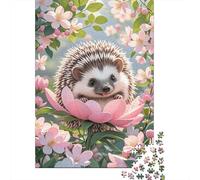 Erizo Flores Rosas Descanso Puzzle 1000 Piezas Impresión De Alta Definición, Puzzle De Madera, para Adultos Y Niños 14+, Rompecabezas Juego De Retos, Pasatiempo Creativo 1000pcs (75x50cm)