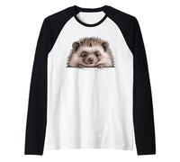 Erizo Lindo Peeking Spiky Animal Lover Camiseta Manga Raglan