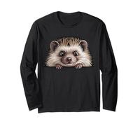 Erizo Lindo Peeking Spiky Animal Lover Manga Larga