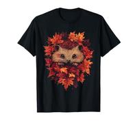 Erizo Otoño Hojas Otoño Naturaleza Amante Lindo Bosque Animal Camiseta