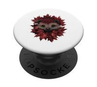 Erizo Otoño Hojas Otoño Naturaleza Amante Lindo Bosque Animal PopSockets PopGrip Adhesivo