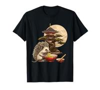 Erizo Ramen Pagoda Torre Bonsái Luna Arte Animal Camiseta