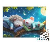 Erizo y Ratón Cielo Nocturno Puzzle de 1000 Piezas Papel para Adultos Escena de Sueño Juego de Puzzle 1000 Piezas Relajación Hogar 38x26cm/1000pcs
