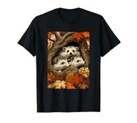 Erizos de otoño con Hojas de otoño Lindos Animales del Bosque Camiseta