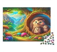Erizos en Toca del Bosque Puzzle para Adultos Puzzle de 1000 Piezas Papel Escenario de Cuento Puzzle para Toda la Familia Relajación Decoración Regalo 70x50cm/1000pcs