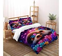Erizos Flores Funda De Edredón 3 Piezas 3D Impresa Cute Garden Critters con 2 Fundas De Almohada Super King（260x220cm） Microfibra Ropa De Cama para Niñosy Hombres