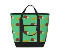 Erizos y hojas,Bolsas de almuerzo de gran capacidad, bolsa de mano térmica para mujeres, hombres, trabajo, picnic, viajes.